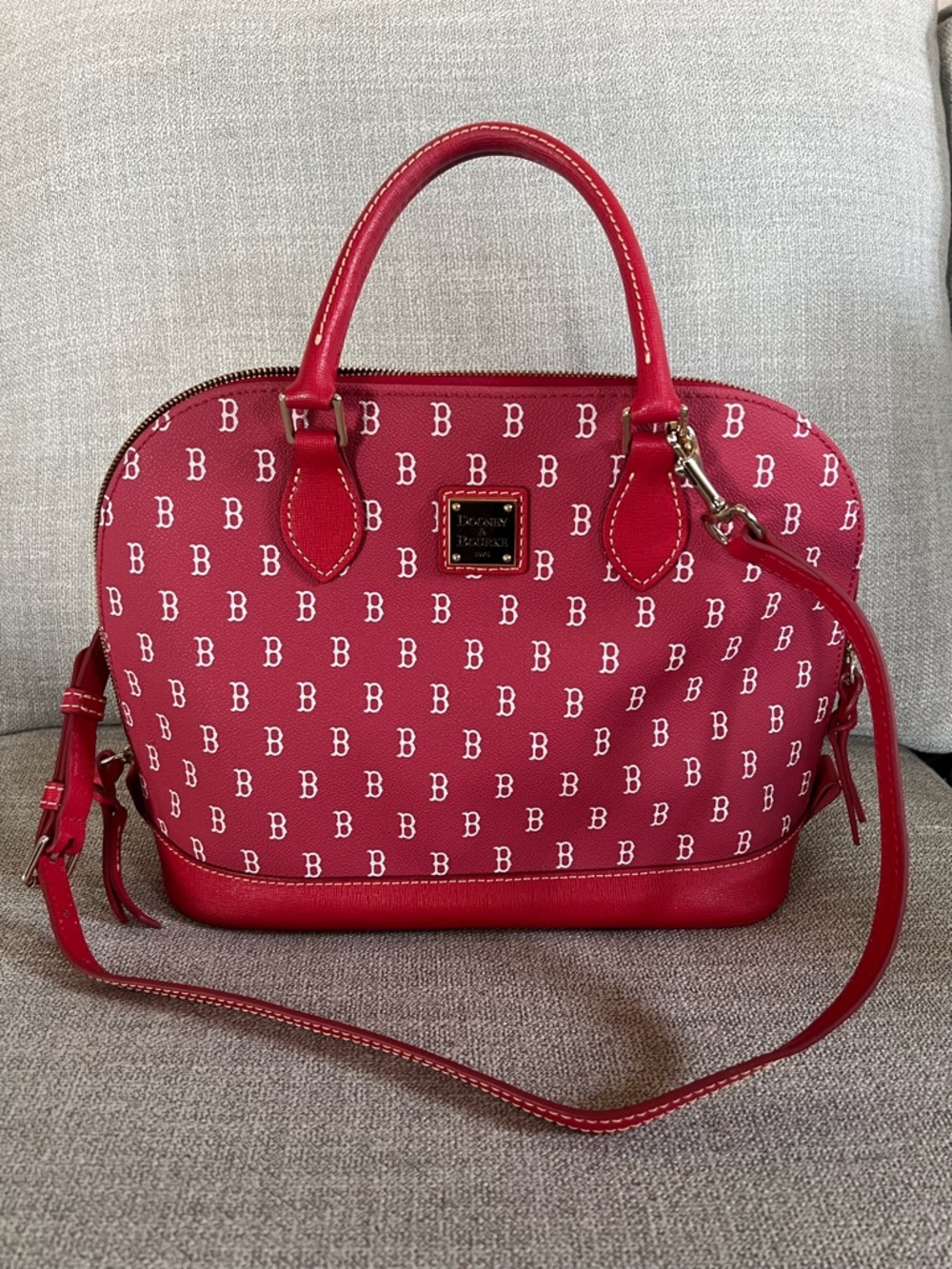 Dooney & Bourke red Signature Dome Satchel with Crossbody Strap